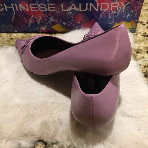 Chinese Laundry GENTLE Mauve Leather Woman’s Pointed Toe T-Cup heel Shoe NEW - Picture 7 of 9